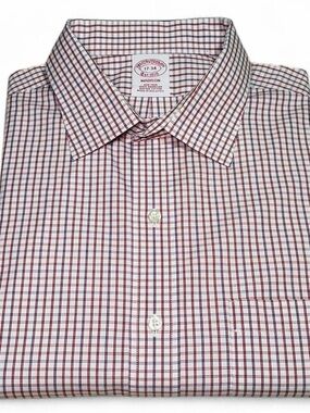 NWOT! Brooks Brothers 1818 Madison Non-Iron Supima Red Check Dress Shirt Size XL